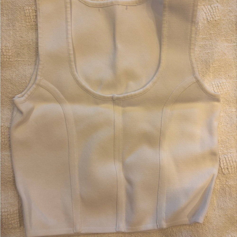 White Ribbed Tank Top